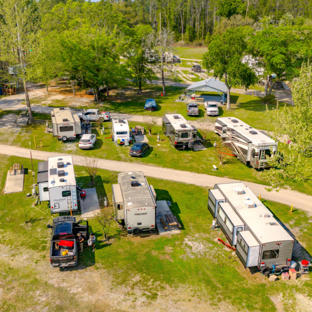 Aerial shot of RV sites
