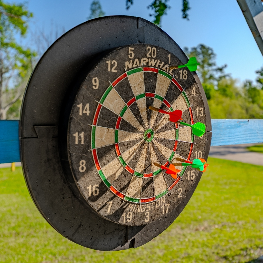 Dart board for guests at Lake City RV Resort